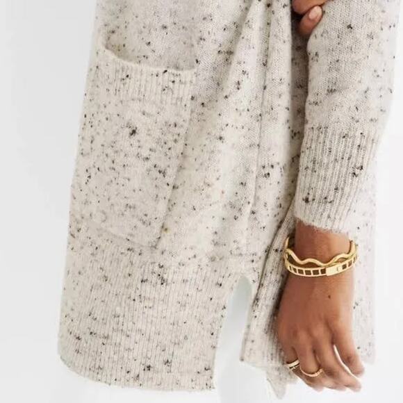 Madewell Women's Donegal Kent Open Cardigan Sweater Flecked Knit Gray Cream S - Picture 8 of 13